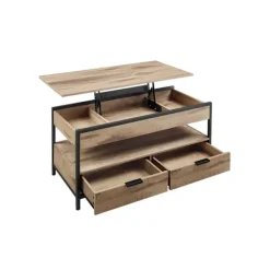 Rootz Living Soffbord>Rootz soffbord med lådor - förvaringsfack - Justerbar höjd - Rymdbesparande - Träflipplatta och stål - 50 x 100 x 48-63 cm