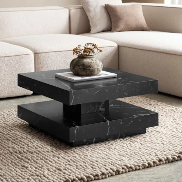 Rootz Living Soffbord>Rootz Square soffbord - Modernt soffbord - Styliskt accentbord - marmorutseende - 60 cm x 60 cm x 34 cm