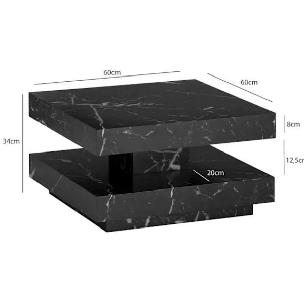Rootz Living Soffbord>Rootz Square soffbord - Modernt soffbord - Styliskt accentbord - marmorutseende - 60 cm x 60 cm x 34 cm