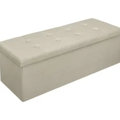 Rootz Living Sittpuffar>Rootz stoppad hopfällbar förvaringsbänk - ottomansk - hopfällbart fotstöd - skum med hög densitet - utrymmesbesparande - hållbart - 110 cm x 38 cm x 3 | Fyndiq