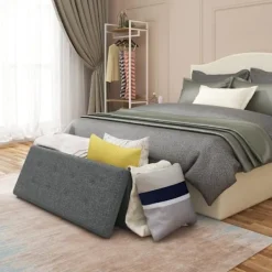 Rootz Living Kistor & Koffertar>Rootz stoppad hopfällbar förvaringsbänk - ottomansk - förvaring ottomansk - hög kapacitet 118 l - utrymmesbesparande design - bekväma sittplatser - 11 | Fyndiq