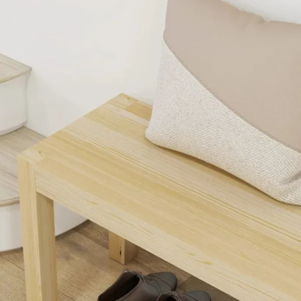 Rootz Living Balkongmöbler>Rootz stoppade bänkar - Träbänk - Köksbänk - Massivt trä - 3-sits bänk - Furu - Natur - 120 Cm X 33 Cm X 45 Cm