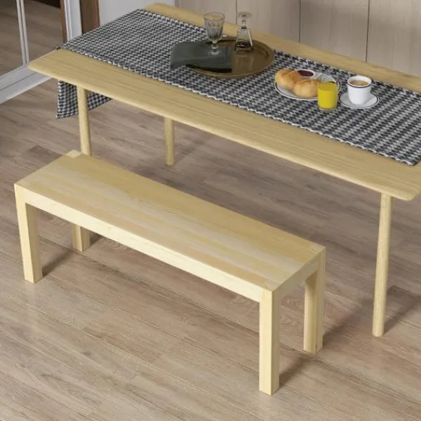 Rootz Living Balkongmöbler>Rootz stoppade bänkar - Träbänk - Köksbänk - Massivt trä - 3-sits bänk - Furu - Natur - 120 Cm X 33 Cm X 45 Cm