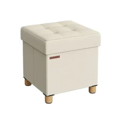 Rootz Living Pallar>Rootz Storage Ottoman - Fotpall - Leksakslåda - Stoppad pall - MDF-ram - Imiterat linne - 38cm x 38cm x 40cm