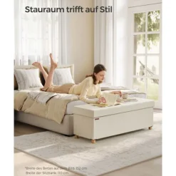 Rootz Living Kistor & Koffertar>Rootz Storage Ottoman Bänk - Sittbröst - Fotstöd - MDF - Imiterat linne - 25D skum - 38cm x 110cm x 40cm