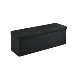 Rootz Living Kistor & Koffertar>Rootz Storage Ottoman Bänk - Svart - Imiterad linne - MDF - Skum - 110cm x 38cm x 38cm - 300kg Kapacitet