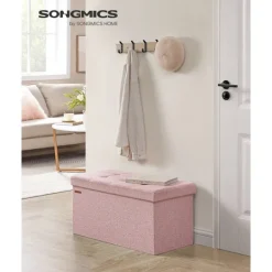 Rootz Living Kistor & Koffertar>Rootz Storage Ottoman Bänk - Rosa fotpall - Stoppad sitslåda - Medium Density Fiberboard - 38cm x 76cm x 38cm - 25D-skum