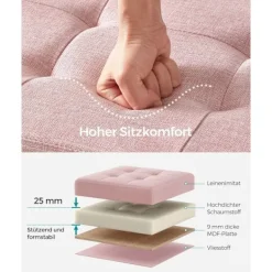 Rootz Living Kistor & Koffertar>Rootz Storage Ottoman Bänk - Rosa fotpall - Stoppad sitslåda - Medium Density Fiberboard - 38cm x 76cm x 38cm - 25D-skum