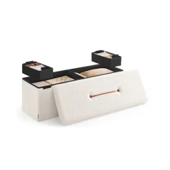 Rootz Living Kistor & Koffertar>Rootz Storage -pall - Ottoman - Sittande bröst - 131L Kapacitet - Vit - 38 cm x 110 cm x 38 cm