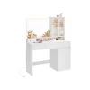 Rootz Living Sminkbord>Rootz toalettbord med LED -belysning - Vanity Table - Makeup Desk - MDF and Chipboard - Cloud White - 40 x 110 x 138 cm