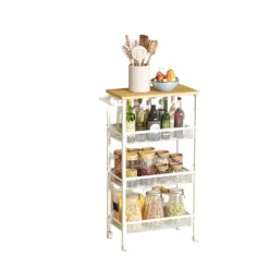 Rootz Living Köksö>Rootz Troting Trolley - Kitchen Cart - Smal nischhylla - Rymdbesparande verktyg - 22 cm x 45,4 cm x 77 cm - ekfärgvit