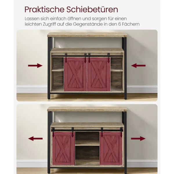 Rootz Living Sideboards>Rootz Turkos Brun-Ink Svart Skänk - Förvaringsskåp - Spånskiva Stål - Justerbara hyllor - Anti-tip - 33cm x 100cm x 80cm