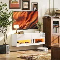 Rootz Living Tv-Bänkar>Rootz TV -hängande skåp med LED -belysning - väggmonterat TV -skåp - Flytande TV -enhet - Stylish Design - 120 x 35 x 40,5 cm