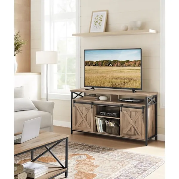 Rootz Living Tv-Bänkar>Rootz TV -skåp - Stand - Media Console - Robust Steel - 40 x 147 x 76 cm - Upp till 65 "TV -apparater - Brown Black