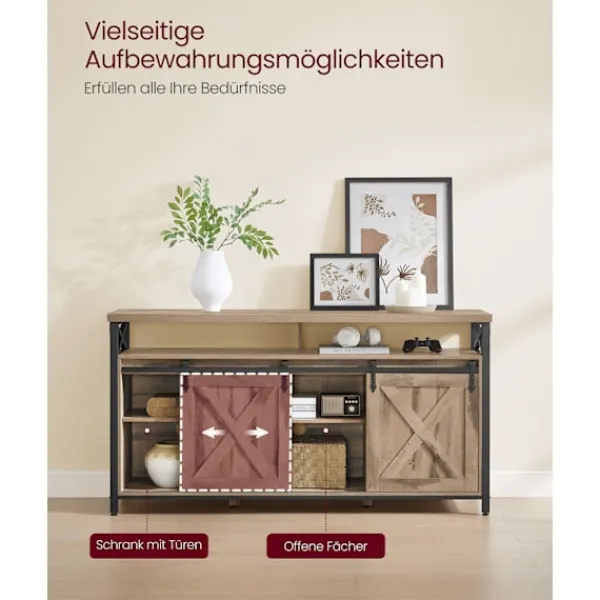 Rootz Living Tv-Bänkar>Rootz TV -skåp - Stand - Media Console - Robust Steel - 40 x 147 x 76 cm - Upp till 65 "TV -apparater - Brown Black