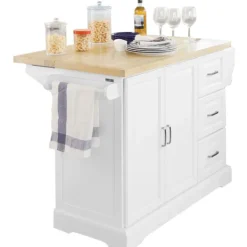 Rootz Living Köksö>Rootz Utdragbart kök Island Kök - Skåp Skänk Kök - Förvaringsvagn med Bänkskiva av gummi
