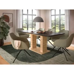 Rootz Living Matgrupper>Rootz utdragbart matbord - brunt och grå imitation - rymdbesparande - 150-190x76x80 cm - dubbel kolonnbas - lätt att rengöra