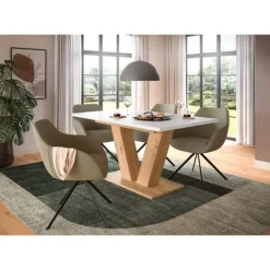 Rootz Living Matgrupper>Rootz utdragbart matbord - Brun & vit imitation - Justerbart matbord - Chipboard Construction - Hållbar och enkel rengöring - 150-190x76x80 cm