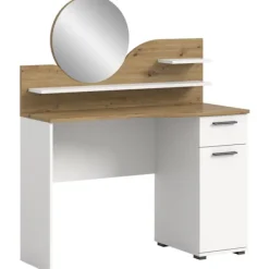 Rootz Living Sminkbord>ROOTZ Vanity toalettbord toalettbord kosmetiskt bord - ek nb - vit nb - 1 låda - 1 dörr - 2 hyllor - modulär design - fsc certifierad - 110 cm x 135 c | Fyndiq
