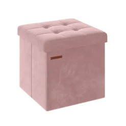Rootz Living Sittpuffar>Rootz Velvet Seat Chest - Förvaring Ottoman - Fotstöd - MDF-konstruktion - Mjuk skumvaddering - Pastellrosa - 38cm x 38cm x 38cm