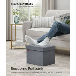 Rootz Living Sittpuffar>Rootz Velvet Seat Chest - Förvaring Ottoman - Fotstöd - MDF Konstruktion - 32L Kapacitet - 31cm x 41cm x 31cm - Skiffergrå