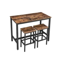Rootz Living Matgrupper>Rootz Vintage Barbordsset - Mörkbrunt pubbord - Bistroset för spånskivor - Stomme av järn - 120 cm x 60 cm x 90 cm - 40 cm x 30 cm x 65 cm Pallar - 24 | Fyndiq