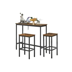 Rootz Living Matgrupper>Rootz Vintage Brown Essgruppe - Barstabell med 2 avföring - Stående bordsuppsättning - Space -Saving Design - Tabell: 100x40x90cm, avföring: 30x40x65c | Fyndiq