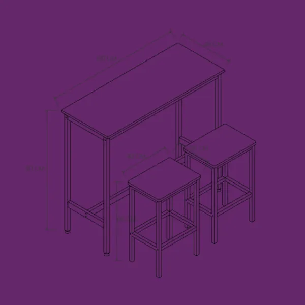 Rootz Living Matgrupper>Rootz Vintage Brown Essgruppe - Barstabell med 2 avföring - Stående bordsuppsättning - Space -Saving Design - Tabell: 100x40x90cm, avföring: 30x40x65c | Fyndiq