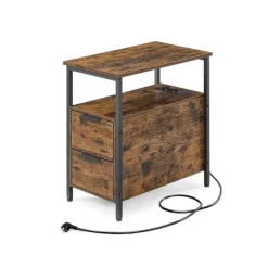 Rootz Living Småbord>Rootz Vintage Brown-Classic Black Sidobord - Spånskiva stålmöbler - Nattduksbord - Robust konstruktion - Rymlig förvaring - Enkel montering - 60cm x 3 | Fyndiq