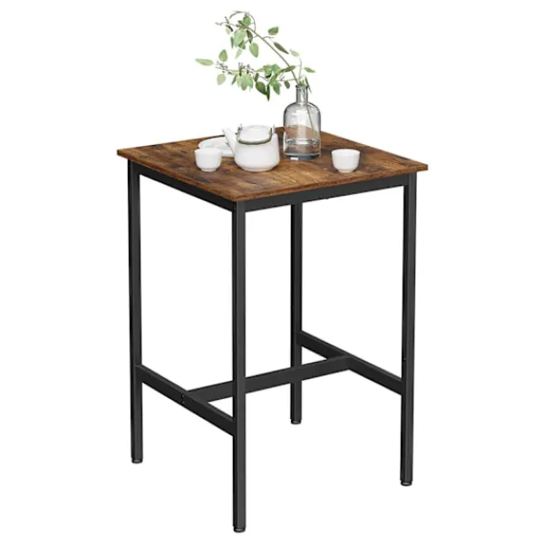 Rootz Living Matbord>Rootz Vintage Brun-Svart Barbordsset - Spånskiva stål - Pubbord - Bistrobord - Rustik design - Robust konstruktion - Utrymmesbesparande - 60cm x 60cm | Fyndiq