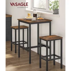 Rootz Living Matgrupper>Rootz Vintage Brun-Svart Barbordsset - Spånskiva stål - Pubbordsset - Bord och stolar i mothöjd - Kompakt design - Robust konstruktion - 60cm x 60cm x | Fyndiq