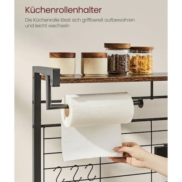 Rootz Living Köksö>Rootz Vintage Brun-svart Köksförvaringsställ - Spånskiva Stål Organizer - Skaffer Hylla - Heavy Duty - 42cm x 90cm x 167,3cm