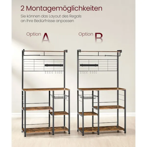 Rootz Living Köksö>Rootz Vintage Brun-svart Köksförvaringsställ - Spånskiva Stål Organizer - Skaffer Hylla - Heavy Duty - 42cm x 90cm x 167,3cm