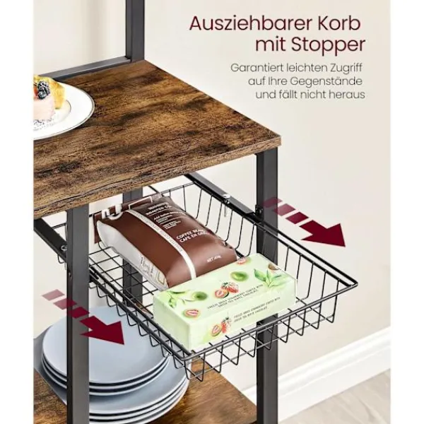 Rootz Living Köksö>Rootz Vintage Brun-svart Köksförvaringsställ - Spånskiva Stål Organizer - Skaffer Hylla - Heavy Duty - 42cm x 90cm x 167,3cm