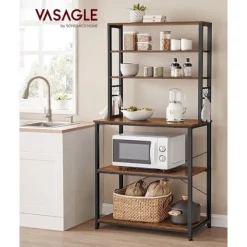 Rootz Living Köksö>Rootz Vintage Brun-svart kökshylla - Skafferi Organizer - Förvaringsställ - Spånskiva och stål - 80 cm x 40 cm x 167 cm - 21 kg - 90 kg Lastkapacitet | Fyndiq