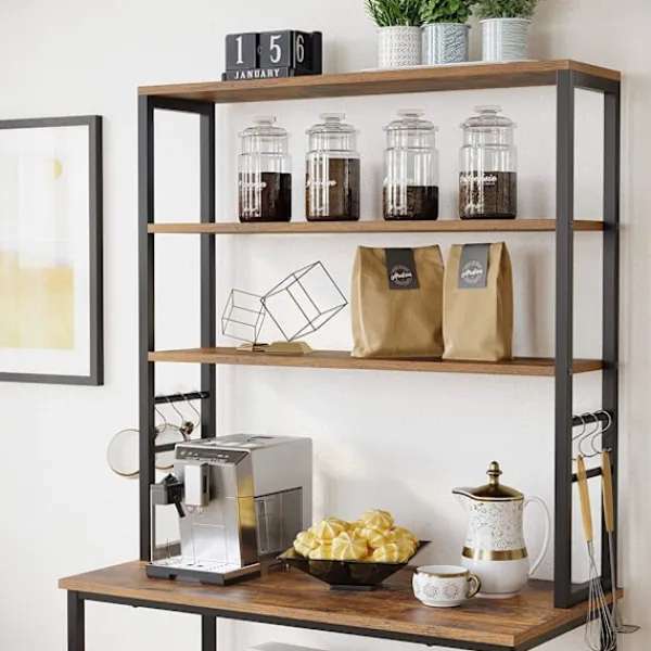 Rootz Living Köksö>Rootz Vintage Brun-svart kökshylla - Skafferi Organizer - Förvaringsställ - Spånskiva och stål - 80 cm x 40 cm x 167 cm - 21 kg - 90 kg Lastkapacitet | Fyndiq