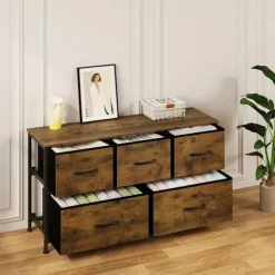 Rootz Living Byråer>Rootz Vintage byrå - Industriellt förvaringsskåp - byrå med 5 lådor - Metallram - 100 cm x 54 cm x 30 cm