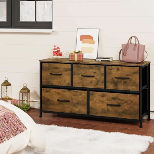 Rootz Living Byråer>Rootz Vintage byrå - Industriellt förvaringsskåp - byrå med 5 lådor - Metallram - 100 cm x 54 cm x 30 cm