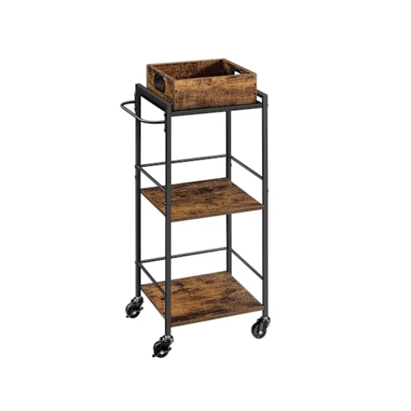 Rootz Living Småbord>Rootz Vintage Serveringsvagn - Barvagn - Rullvagn - Spånskiva och stål - 30 cm x 34,7 cm x 86 cm - Vintage Brun-Svart - 5,3 kg - 30 kg statisk belastn | Fyndiq