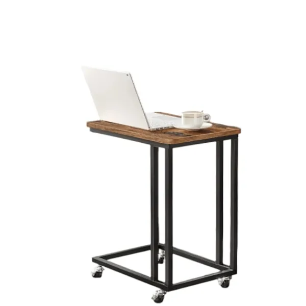 Rootz Living Småbord>Rootz vintage sidobord - sofatisk på rullar - C -formtabell - industriell design - 50 cm x 55 cm x 35 cm