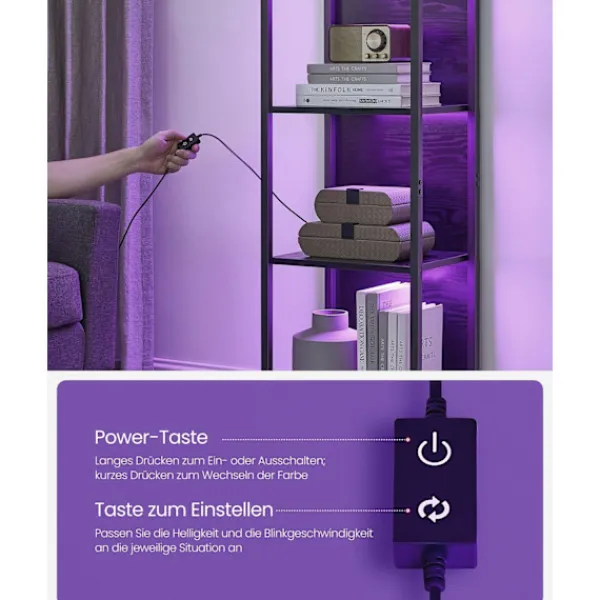 Rootz Living Hyllor>Rootz 6-vånings bokhylla - Bokhylla - Hög hylla - Stål och spånskiva - 30,3 cm x 40 cm x 178,6 cm - Ebenholtssvart - Max belastning 177 kg