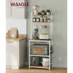 Rootz Living Köksö>Rootz 5-vånings tårtställ - Valnöt Brun-Vit - Spånskiva stål - Förvaringsorganisator - Robust konstruktion - Enkel montering - 40cm x 60cm x 170cm