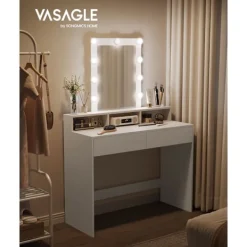 Rootz Living Sminkbord>Rootz White Chipboard Sminkbord - Sminkbord - Sminkbord - Rymlig förvaring - 40cm x 100cm x 145cm