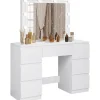 Rootz Living Sminkbord>Rootz White Sminkbord - Sminkbord - Sminkbord - Justerbar LED-belysning - Gott om förvaring - Hållbar design - 110 cm x 140,5 cm x 39,5 cm