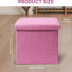 Sittpuffar>Rosa förvaringslåda med lock, platt förvaringslåda, leksakslåda, fotpall med förvaring, minneslåda, förvaring av prylar