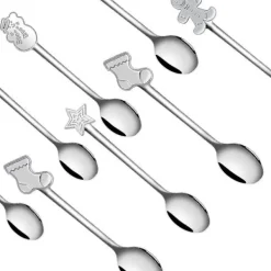 Matgrupper>Rostfria skedar set kaffe dessert teskedar jul metall skedar set 8 delar