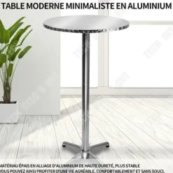 LUNAVO Småbord>Rund Barbord - TD - 60x60 cm - Aluminium - Halkfri - 75 kg belastning