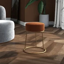 vidaXL Pallar>Rund förvaringspall brun sammet