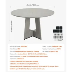 DUOKU Matbord>Rund Matbord - - 120 cm - Trä - 4 Platser - Rustik Cirkulärt Möbler