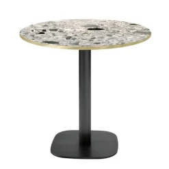 Matbord>Runt bord Ø 70 cm - Runt terrazzo cepp modell med mässingskanter